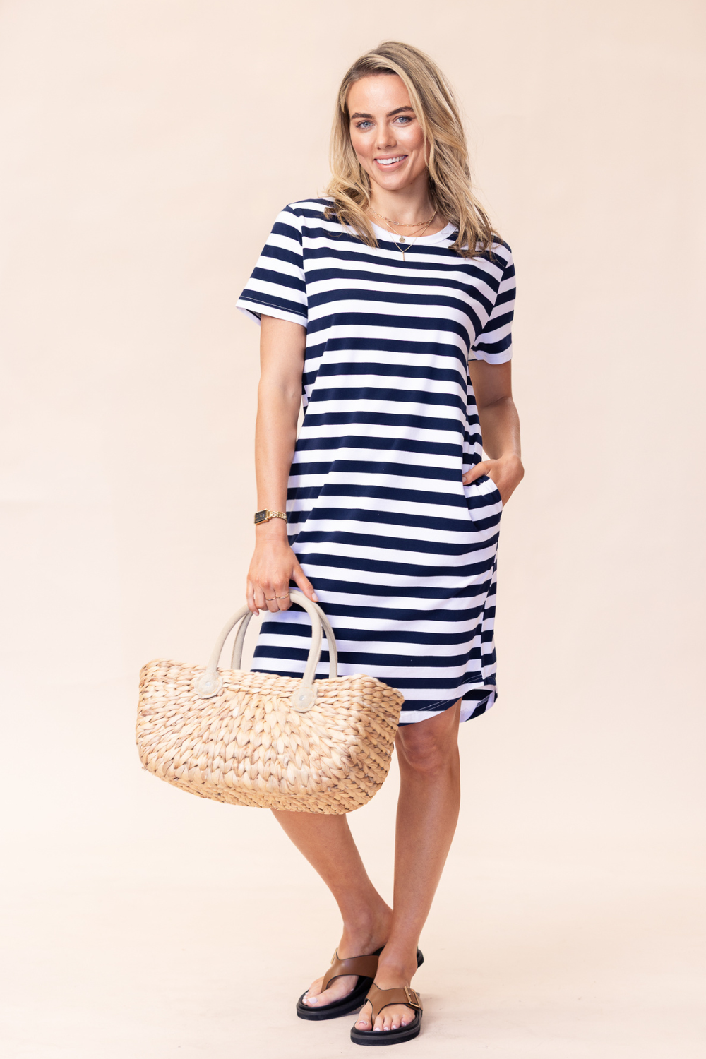 Vacay Dress - Navy/White