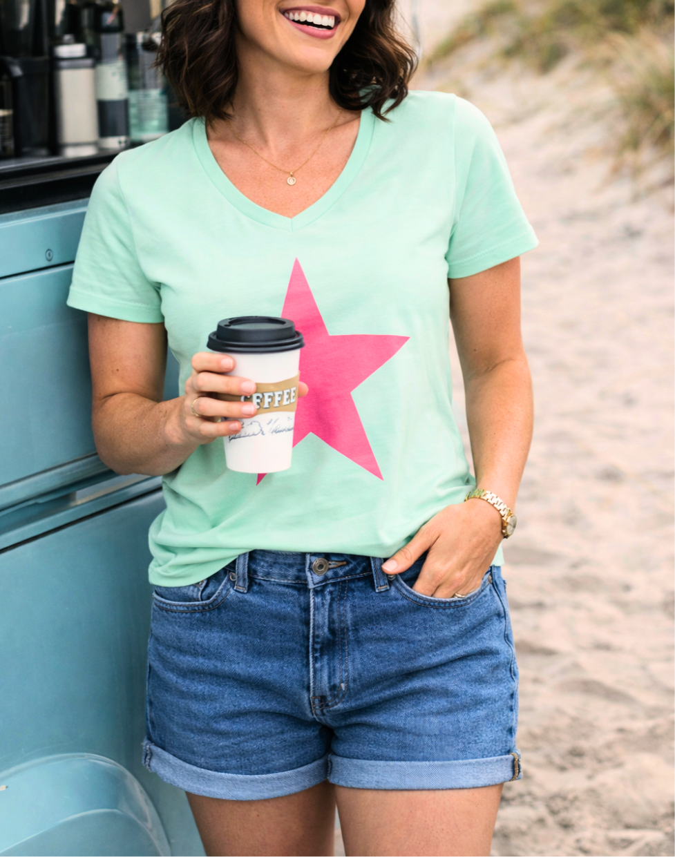 Freedom T-Shirt 100% BCI Cotton - Green/Pink