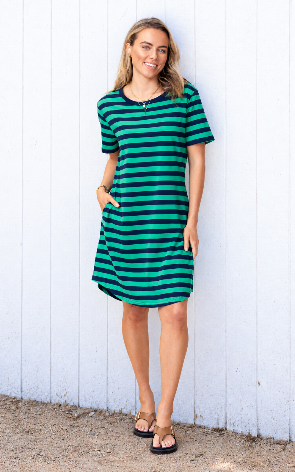 Vacay Dress - Navy/Green