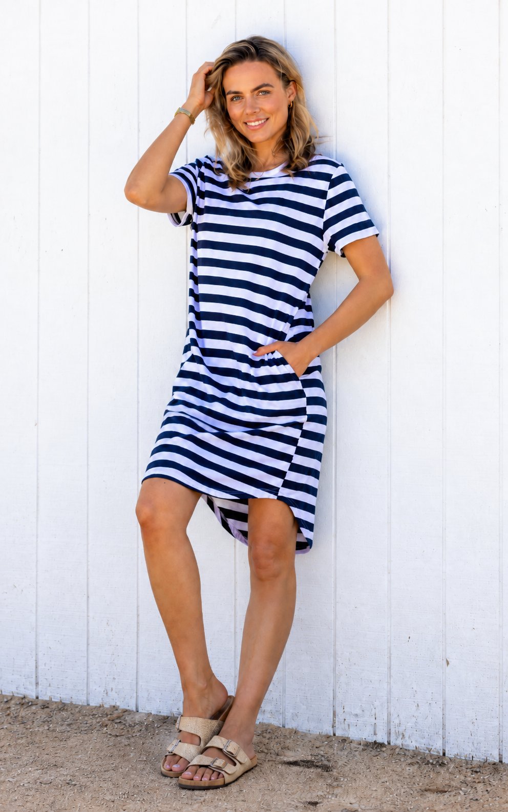 Vacay Dress - Navy/White