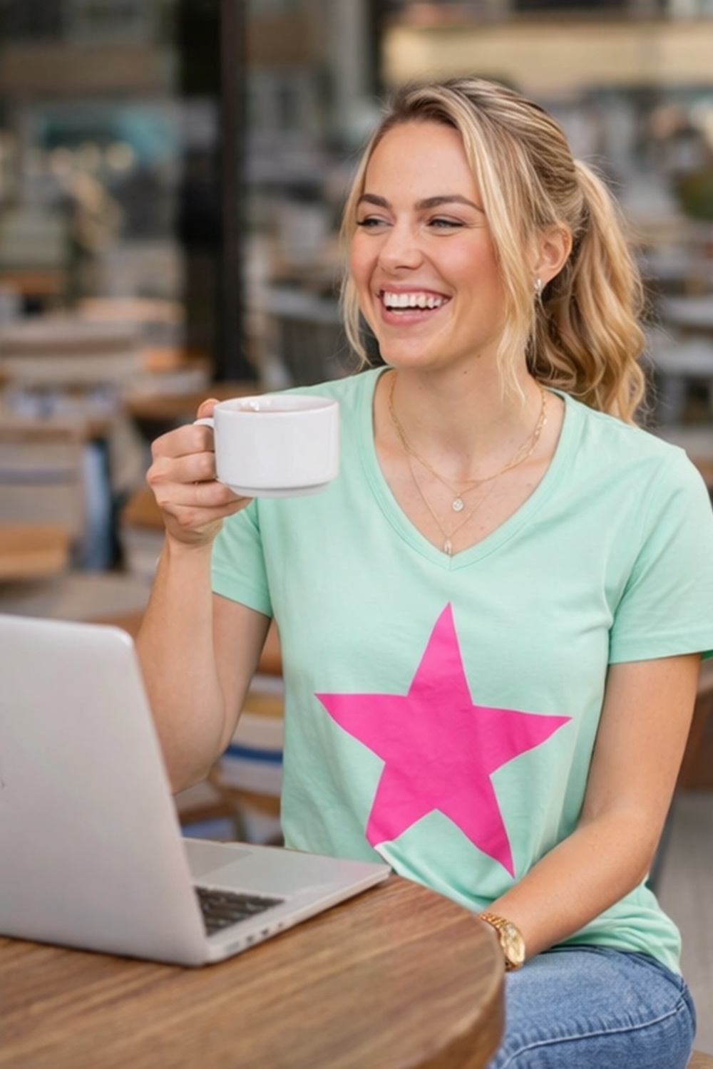 FREEDOM T-Shirt 100% BCI Cotton - GREEN/PINK