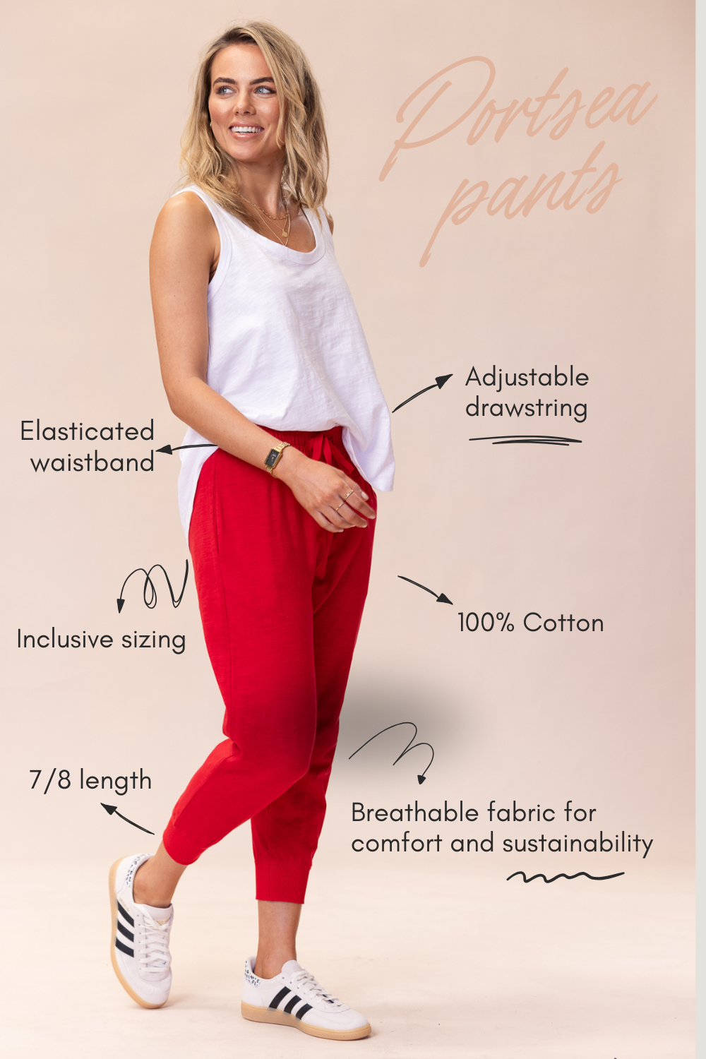 Portsea Pants 7/8 - Red