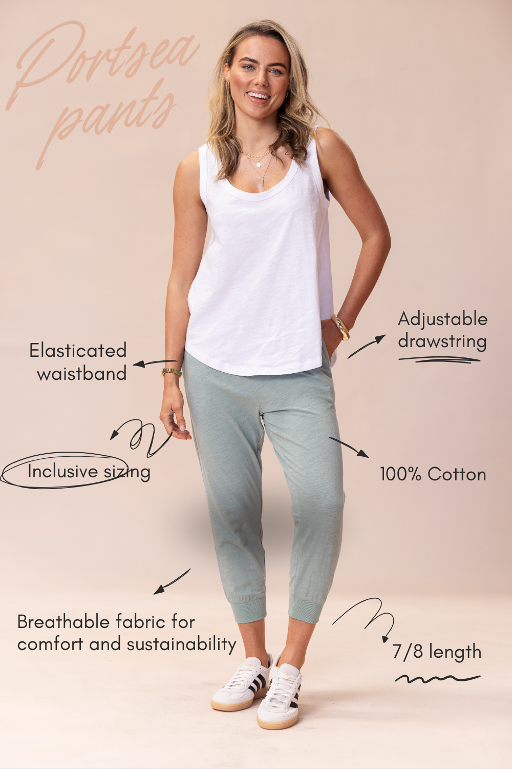 Portsea Pants 7/8 - Sage