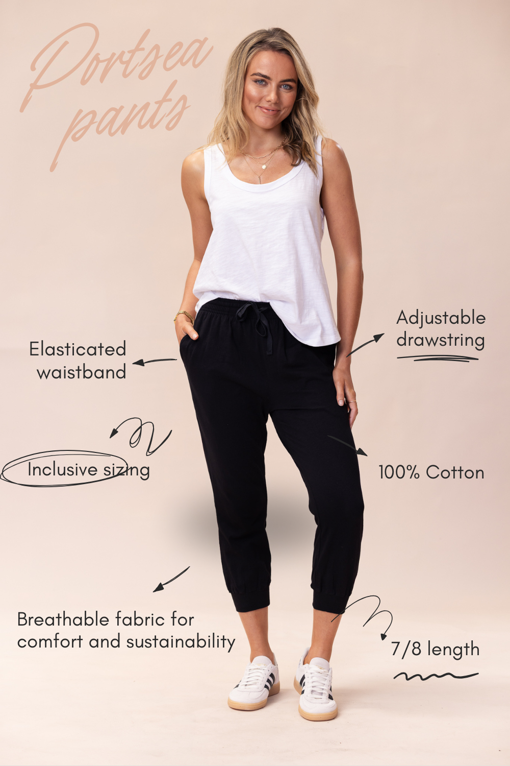 Portsea Pants 7/8 - Black