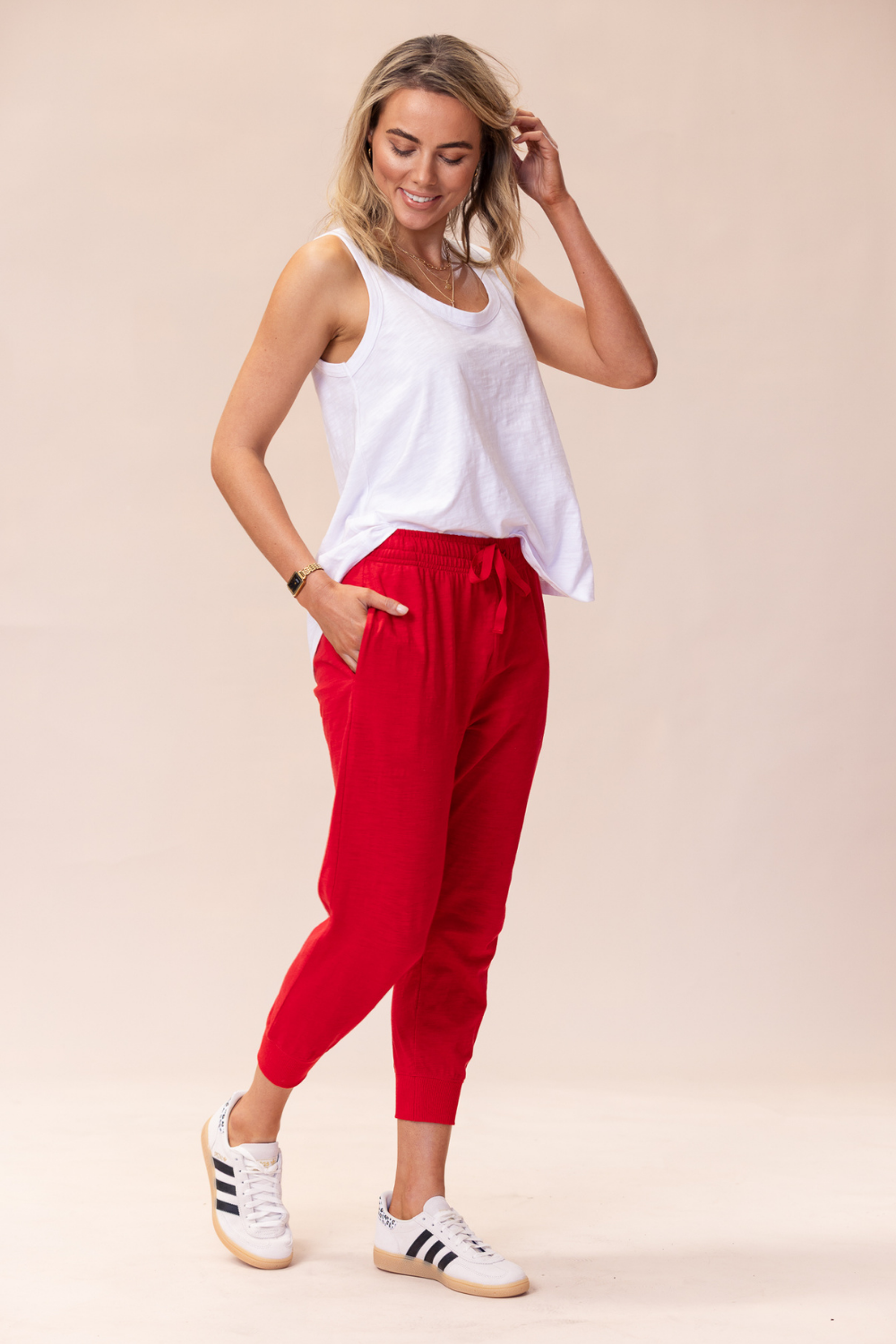 Portsea Pants 7/8  - Red