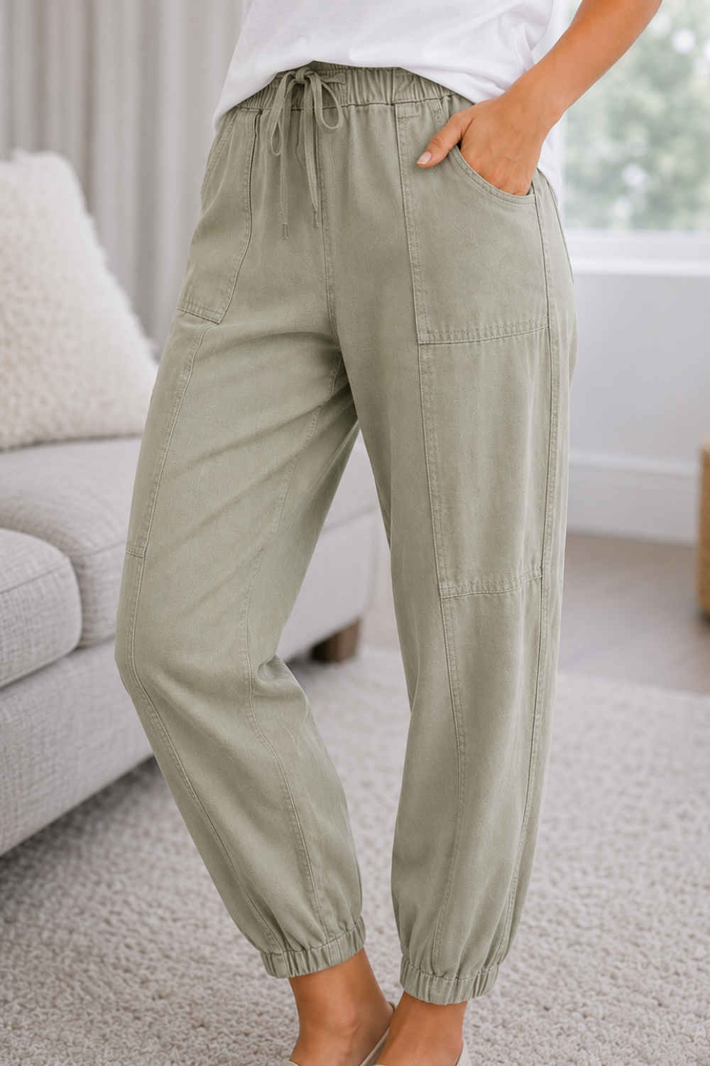 Amore Denim Jogger - Khaki