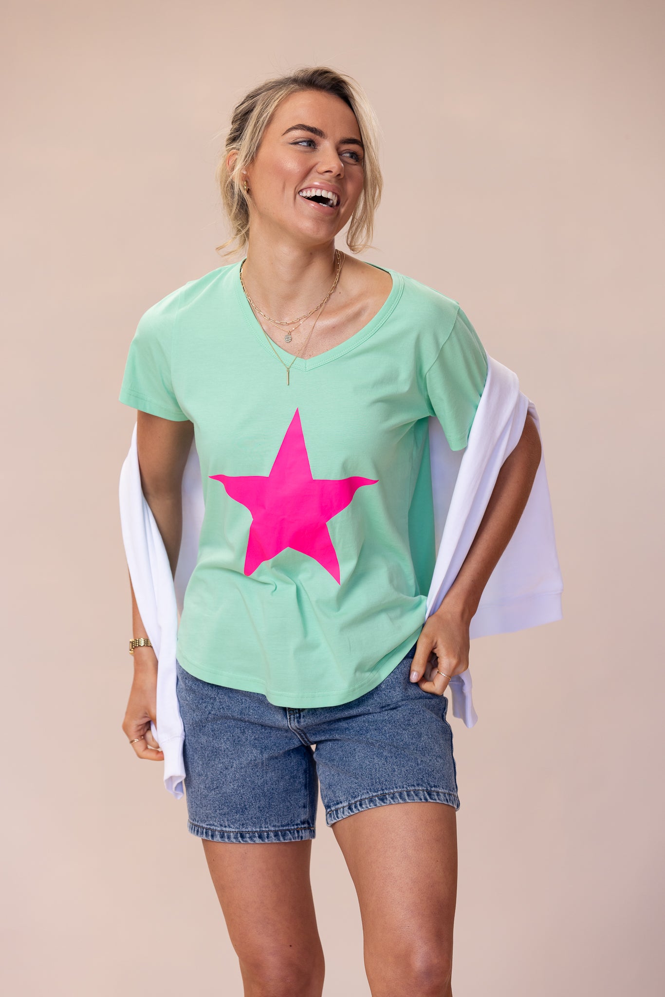 FREEDOM T-Shirt 100% BCI Cotton - GREEN/PINK
