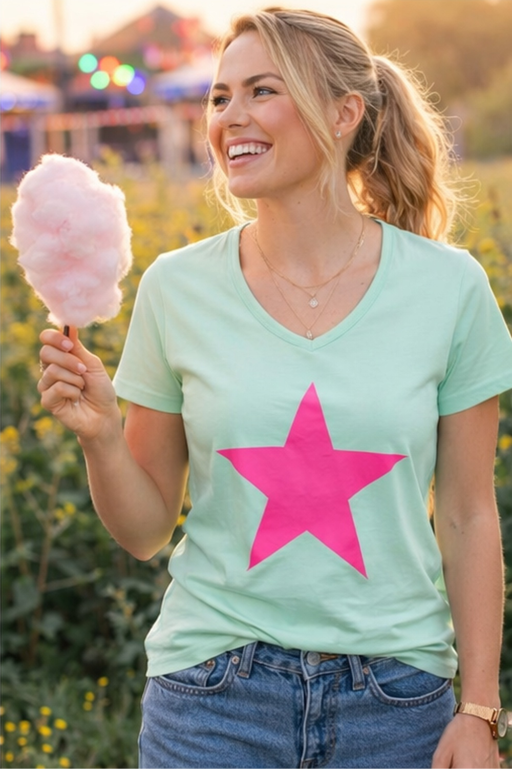Freedom T-Shirt 100% BCI Cotton - Green/Pink