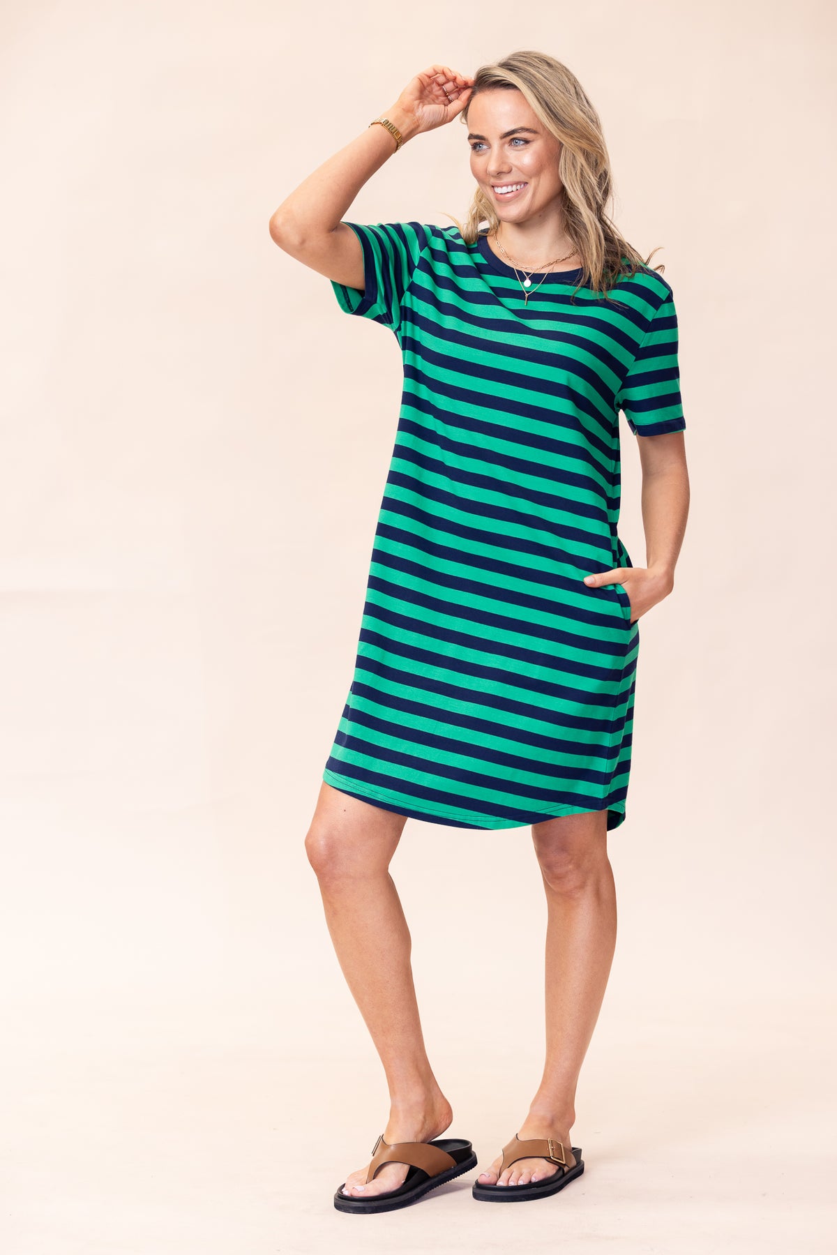 Vacay Dress - Navy/Green