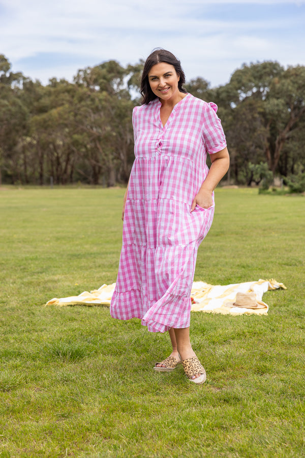 Caprice Dress - Pink Gingham