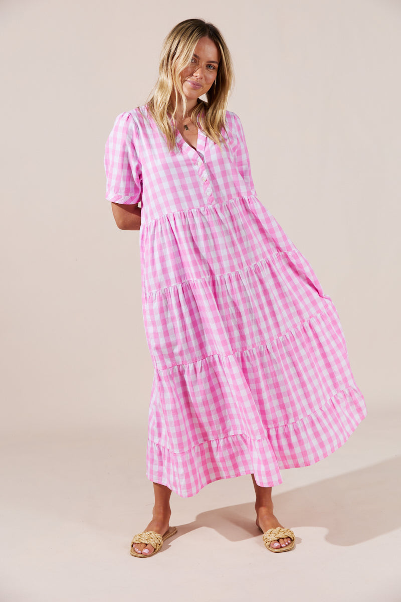 Women's Pink Gingham Caprice Dress