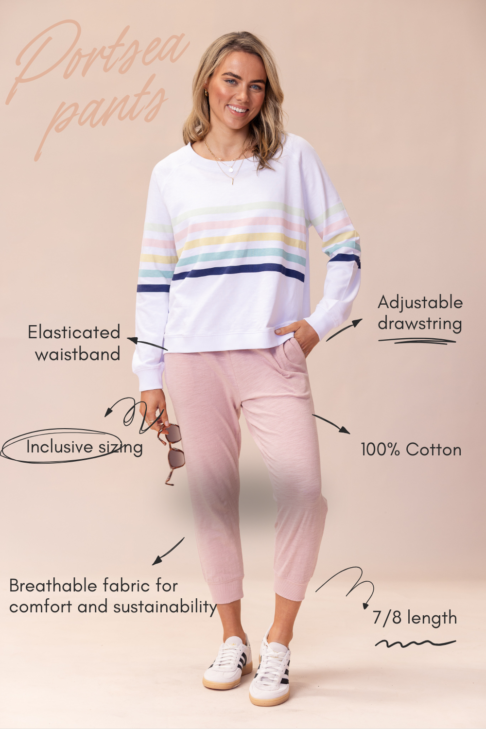 Portsea Pants 7/8 - Dusty Pink