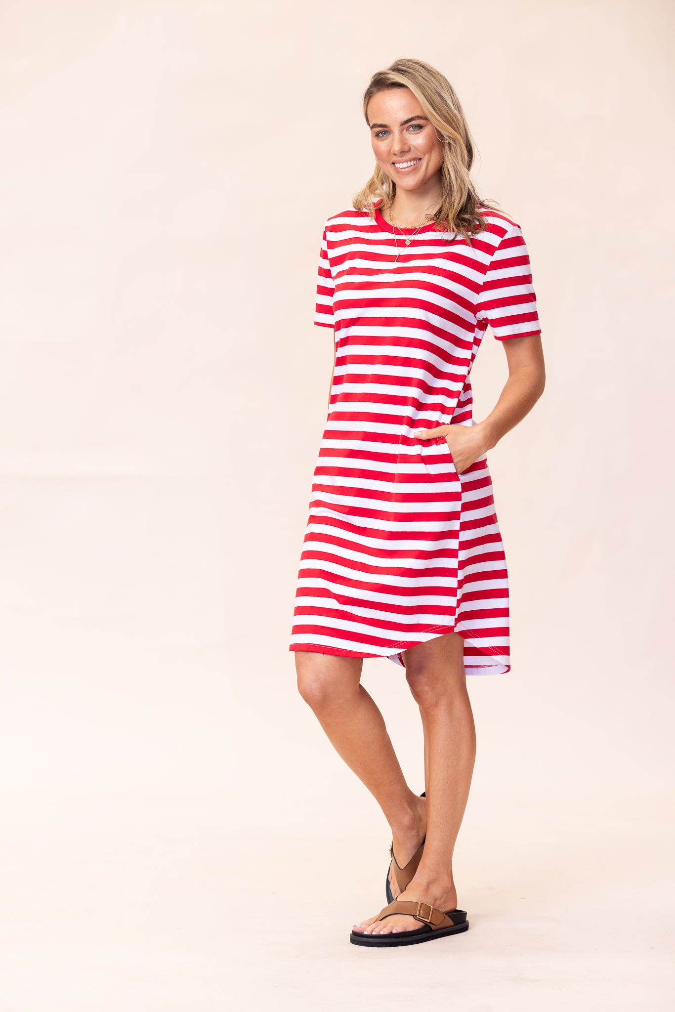 Vacay Dress - Red/White